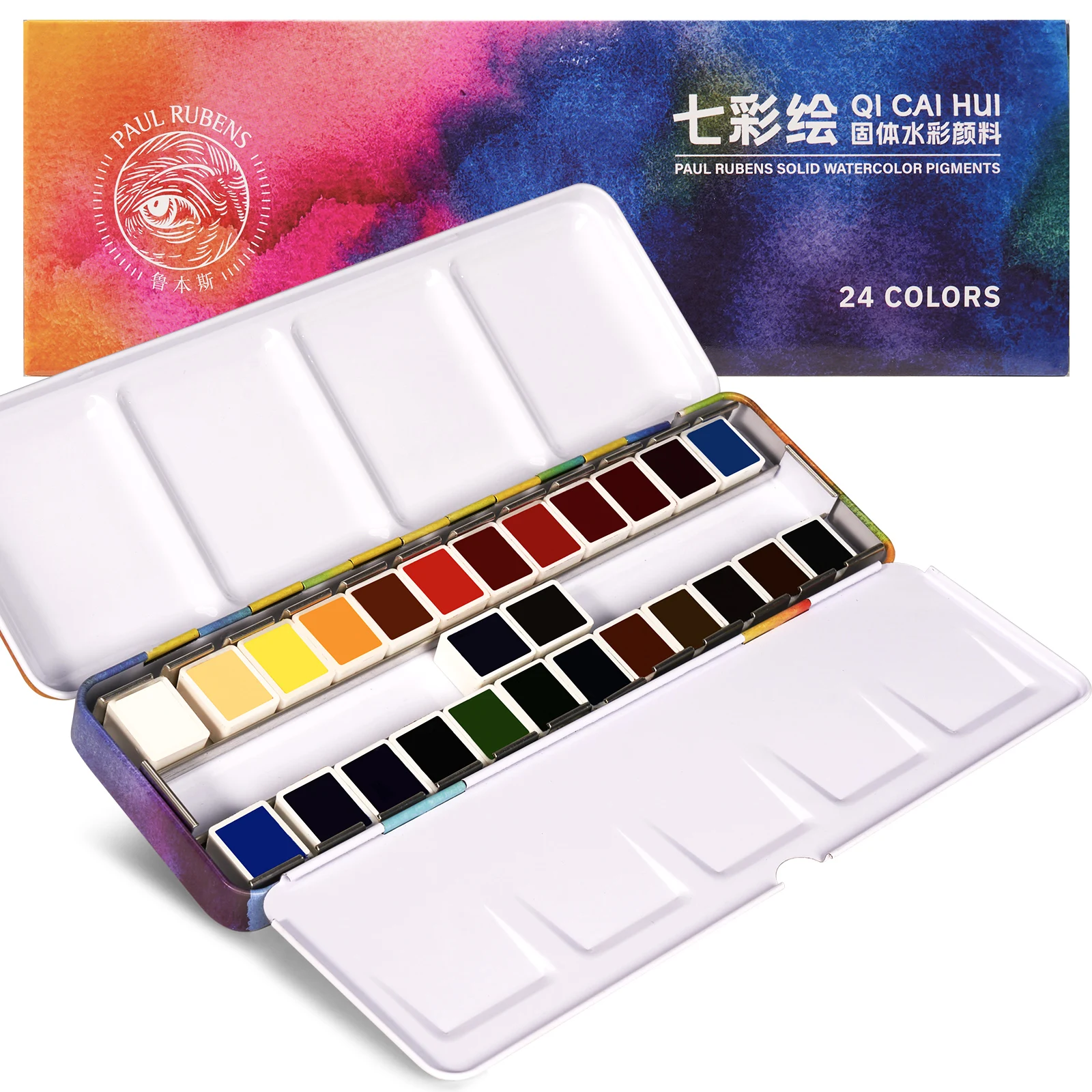 Paul Rubens Watercolor Paint Set, 24 Colors Solid Watercolor Paint, Compact And Portable Travel Watercolor Set  for Painting