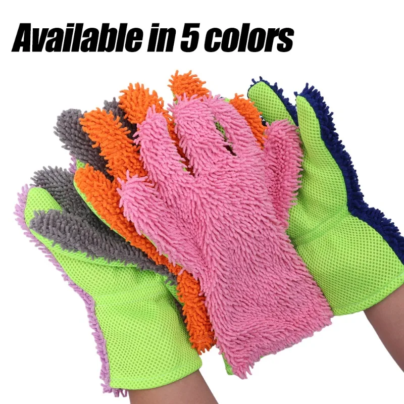 Double-sided Microfiber Car Wash Gloves Multifunctional Cleaning Brush Detailing Washing Gloves Home Use Car Cleaning Tool