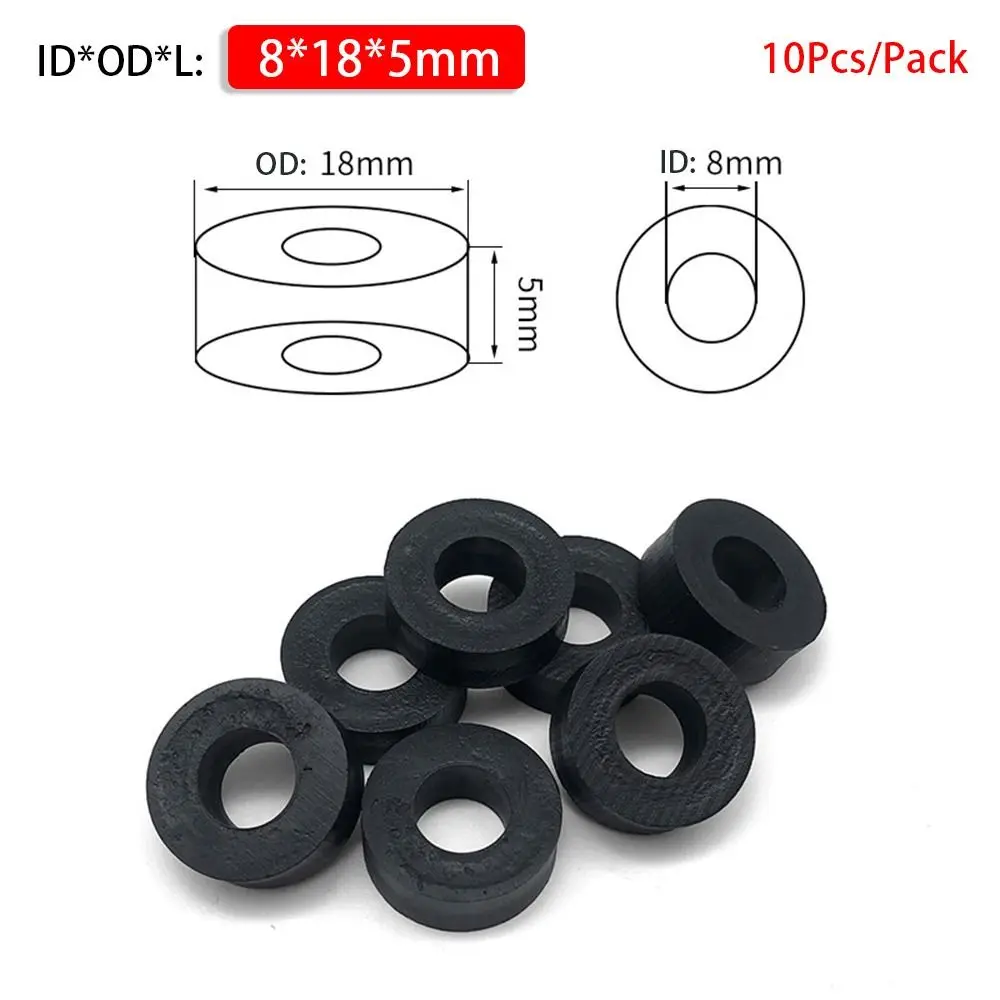 10Pcs/Pack Durable Non-Threaded ABS Spacer PCB Board Support TV Install Column Pillar Hollow Standoff M3-M10 Black Nylon Washer