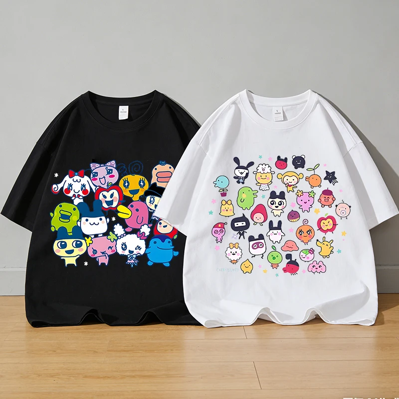 

Adult T Shirt Tamagotchi Cotton Short Sleeve Man Women T-shirt Kawaii Breathable Tops Anime Cartoon Tees Fashion Casual Clothes