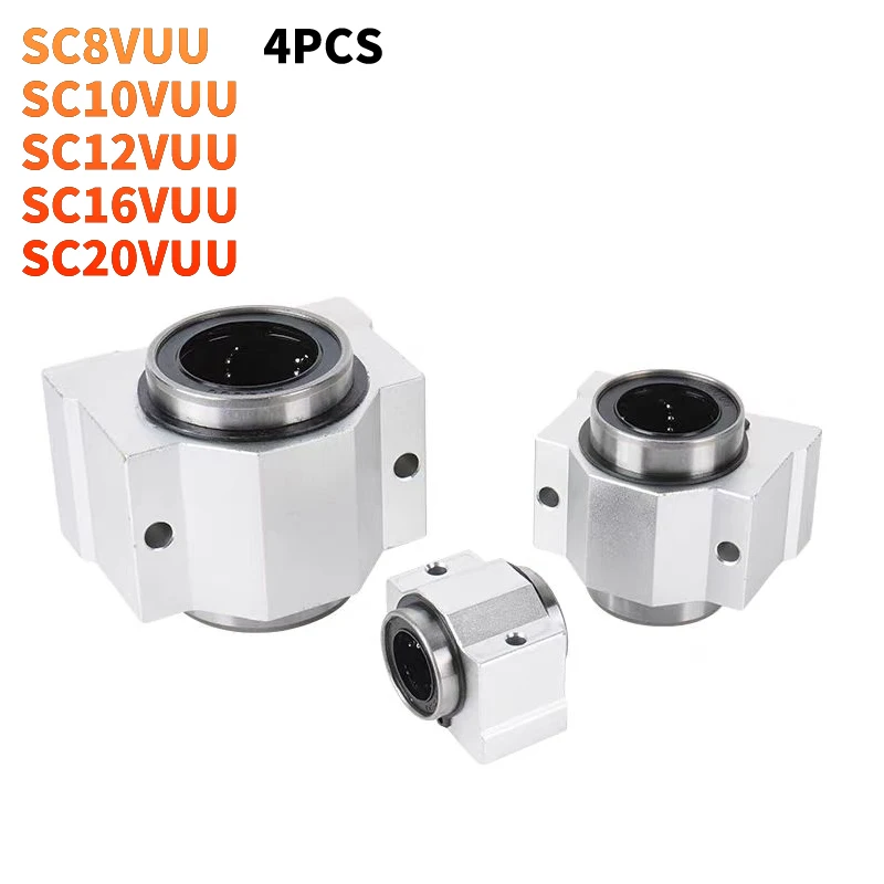 4pcs SC8VUU SC8V SC10VUU SC12VUU SC16VUU SC20VUU SC13VUU linear bearing linear block bearing units CNC router linear Rods shaft