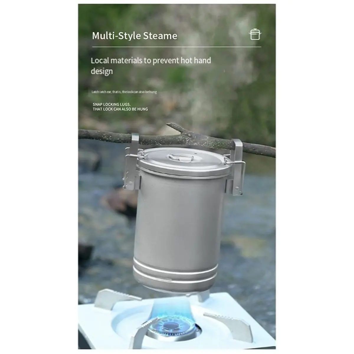 ABJV التخييم مجموعة الطبخ في الهواء الطلق المحمولة نزهة التخييم وعاء أوانٍ من الستانليس ستيل متعددة الوظائف السفر التخييم عموم التبعي #5