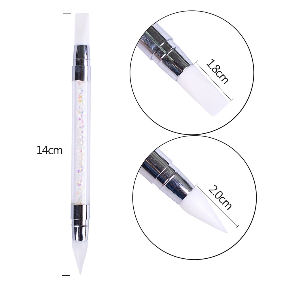 Beechip 2pcs Double Head Silicone Nail Art Pen Carving Flower Sculpting Pen Adjustable Glue Stick Embossing Brush