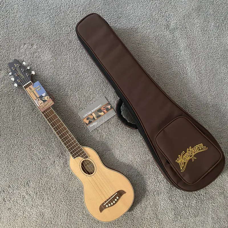 Washburn Rover 34' Solid Top Travel Acoustic Guitar Portable Sittica Spruce& Mahogany Back&Side Short Scales Length Mini Guitar