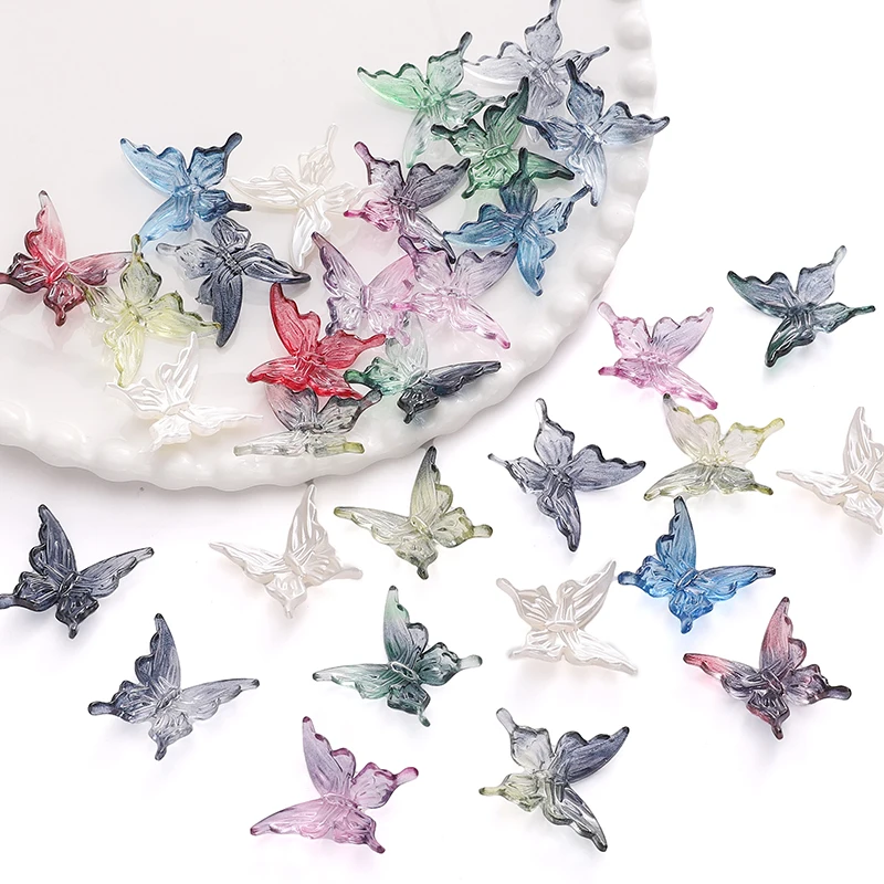 20Pcs Acrylic Clear AB Color Butterfly Decorative Bead For Crafts DIY Necklace Bracelet Jewelry Making Materials