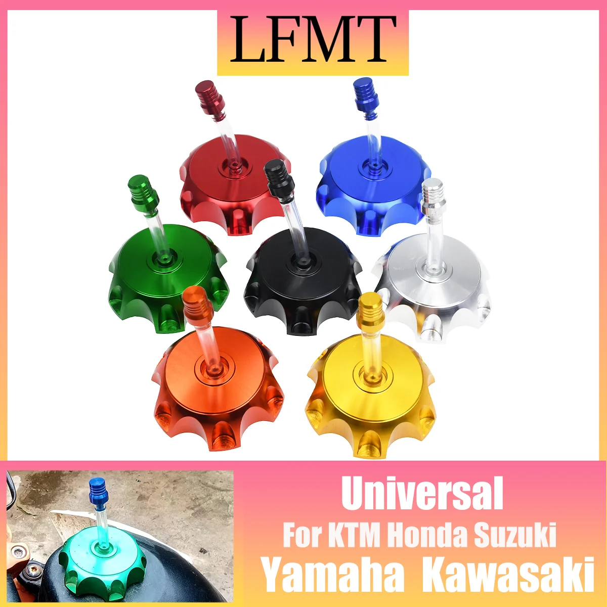 

Universal 50mm CNC Aluminum Racing Gas Fuel Tank Cap With Vent Cap For Yamaha Kawasaki Honda KTM Suzuki Motorcycle Dirt Bike ATV