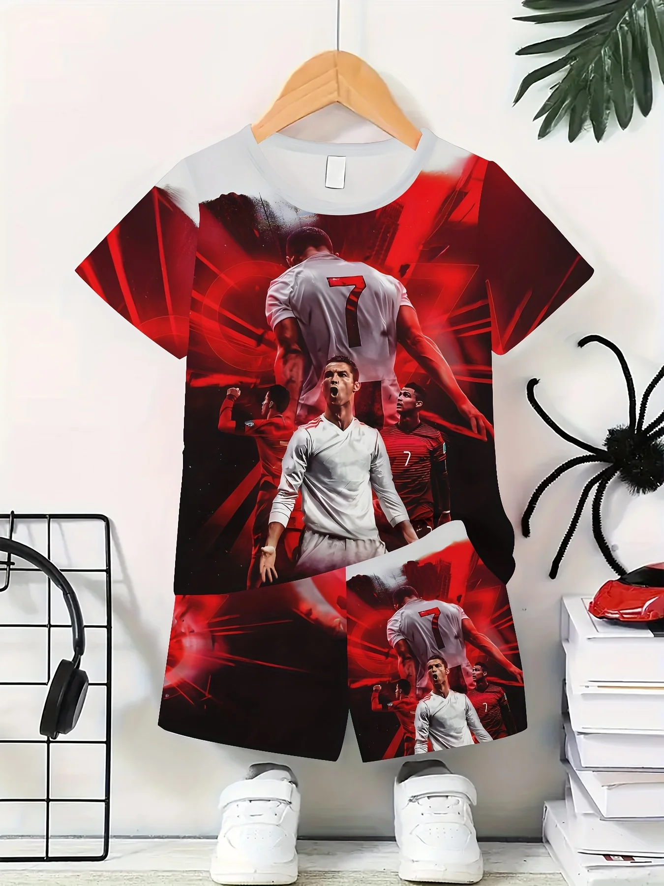 Summer New Colorful 3D Printed Top Short Sleeved Shorts Two-piece Set for Man and Woman Top Short Sleeved Set