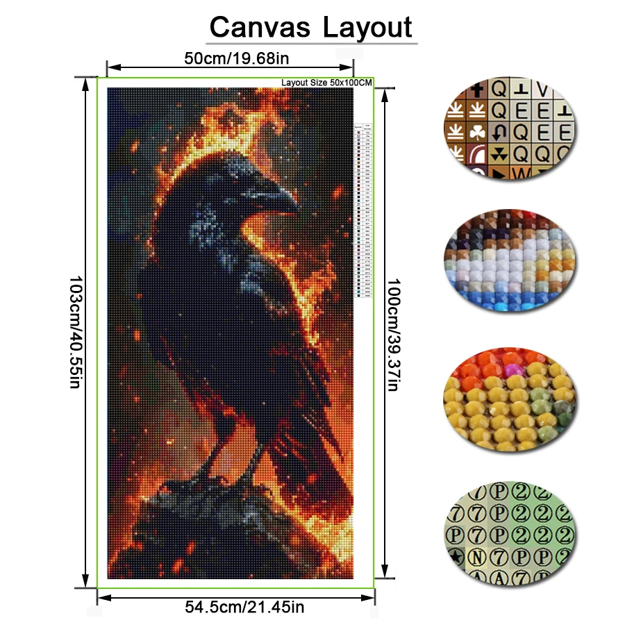 Flame Black Animal Lion Horse Large Size Diy Diamond Art Painting Kit Tiger Crow Cat Leopard Wolf Full Mosaic Embroidery Picture