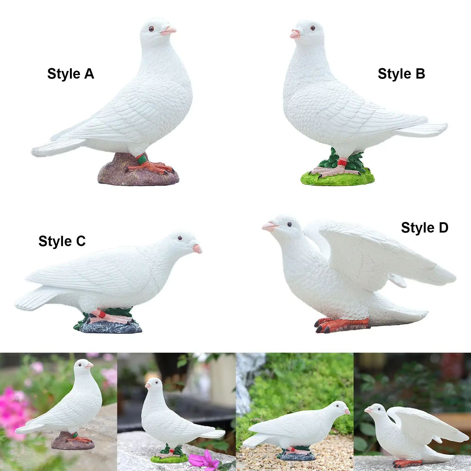 Simulation Pigeon Statue Collections Ornament White Pigeon Figurine Fake Birds