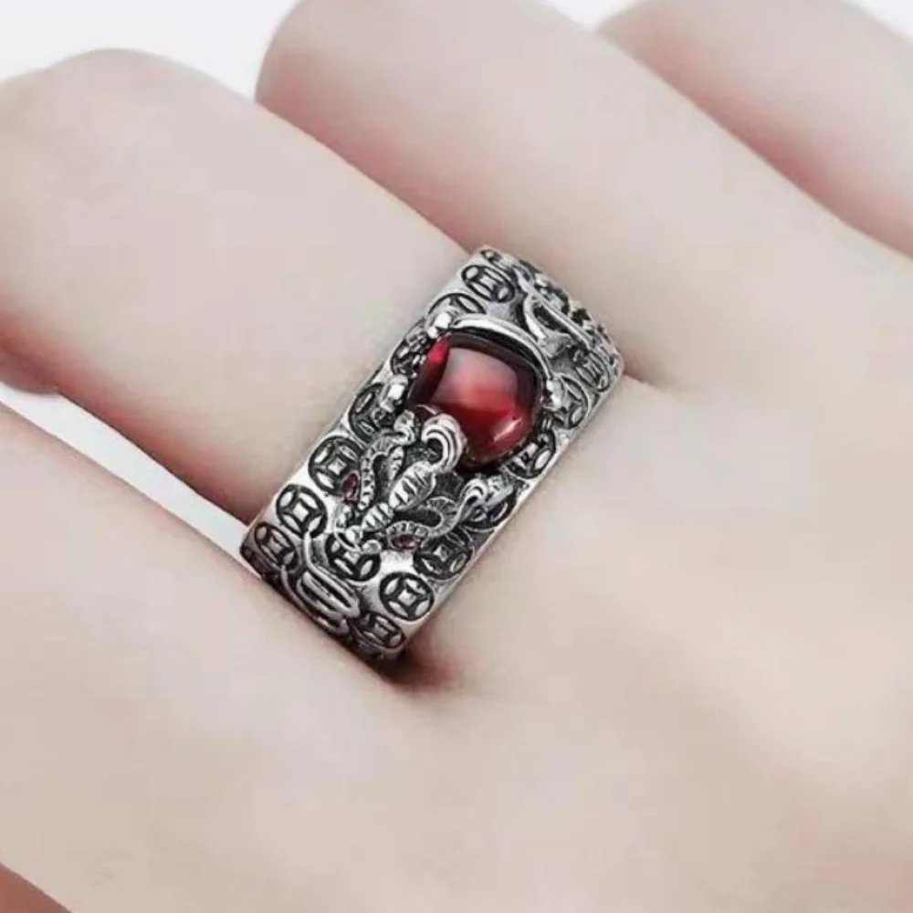 Vintage Original Feng Shui Amulets For Good Luck And Protection Wealth Men\'s Golden Toad Jewelry Rings For Men Women