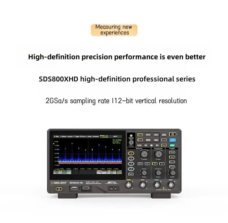 SDS824X 200 MHz 4-Kanal 12 Bit hochauflösendes 100 MPts 2GSa/s Sampling-Digitaloszilloskop mit 7-Zoll-Touchscreen