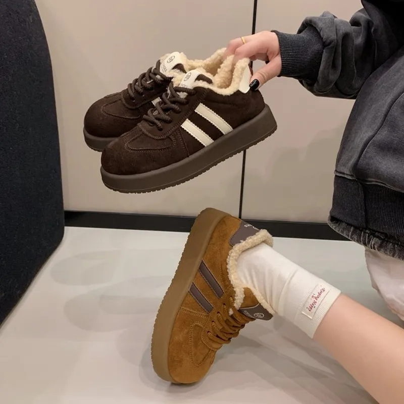 NEW Arrival Winter Women's Fleece-lined Casual Flats Shoes Waterproof Skid-proof Durable Comfortable Warm Women's Retro Shoes