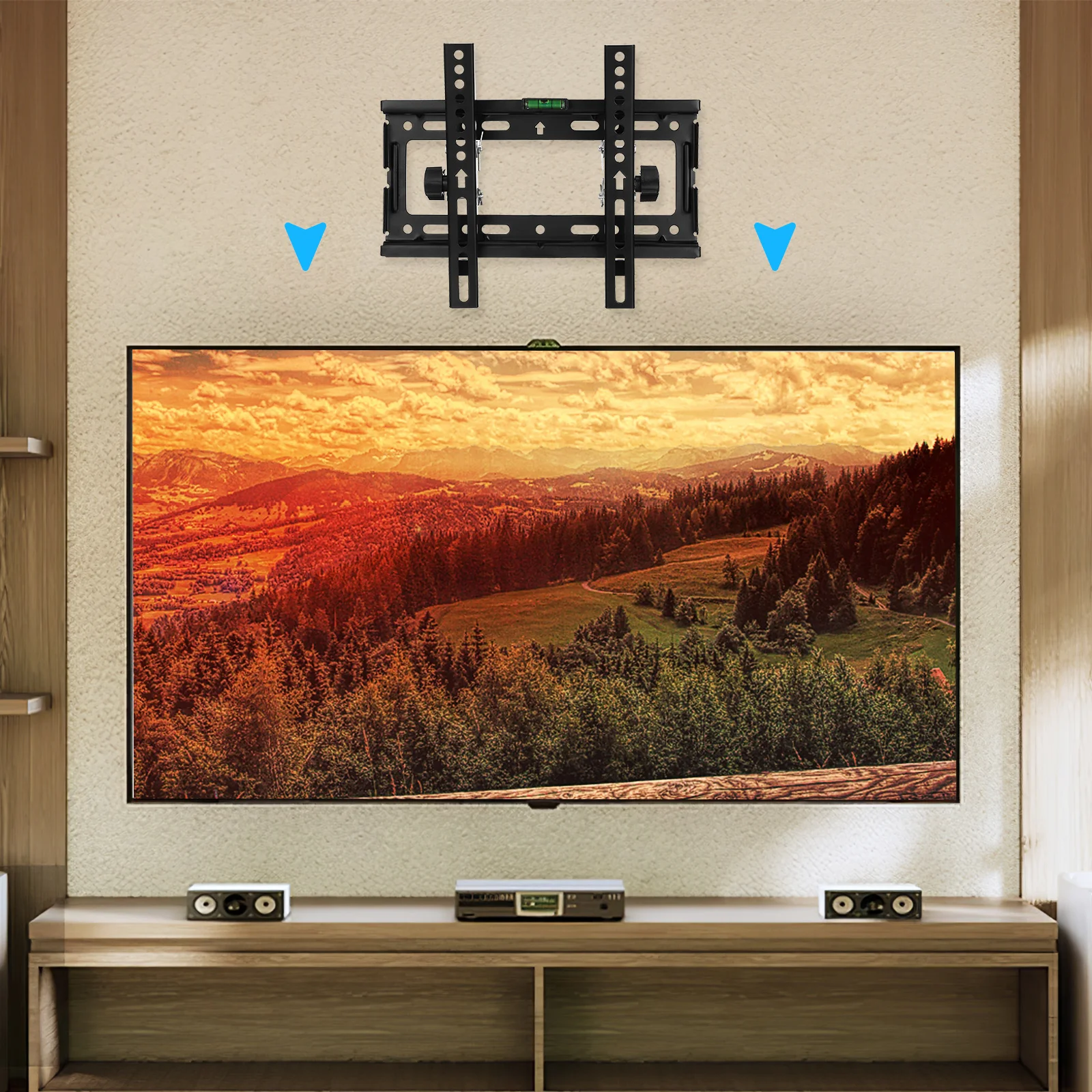 

Slim Mount Wall Bracket Monitor Black Brackets Adjustable Secure Easy Installation Universal Sturdy Horizontal Fits