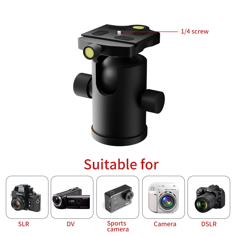 رأس كروي ثلاثي القوائم أصلي مع لوحة تحرير سريعة ، رأس ثلاثي القوائم SLR ، برغي بتأثير روحي ، تحميل أقصى 15 ،!