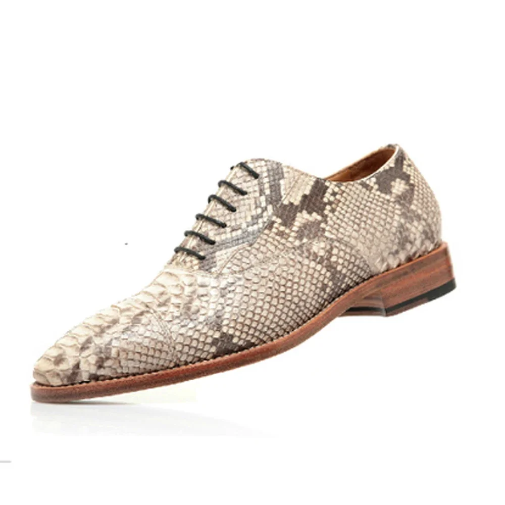 hulangzhishi new Python skin  Men dress shoes Pure manual low heel snake Leather men formal  Business