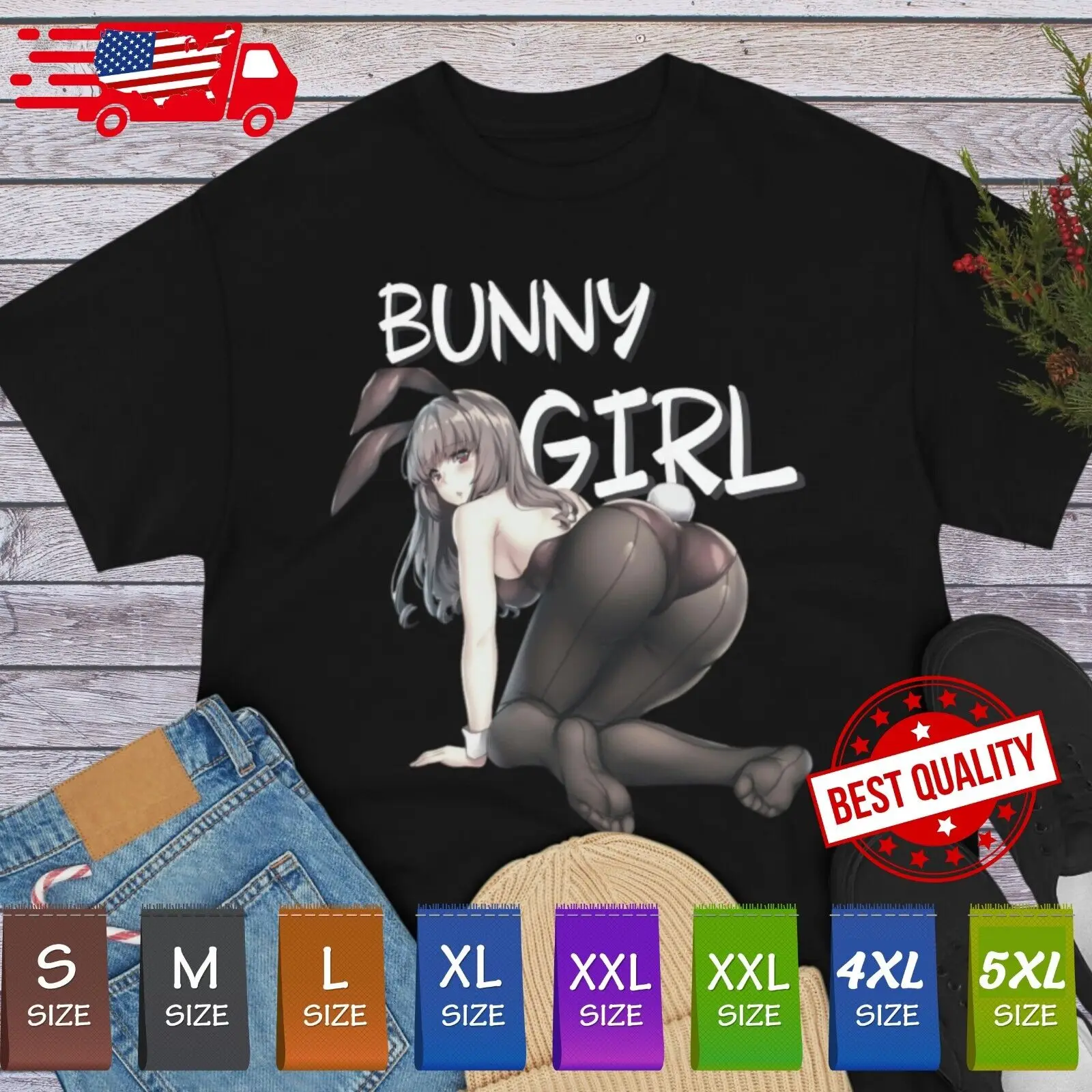 

Bunny Girl Anime T Shirt Fashion All Sizes Hentai Ecchi Manga Japan Shirt Black