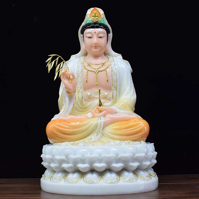 

Southeast Asia Efficacious High grade jade Guanyin Avalokitesvara Buddha God HOME shrine altar FENG SHUI statue