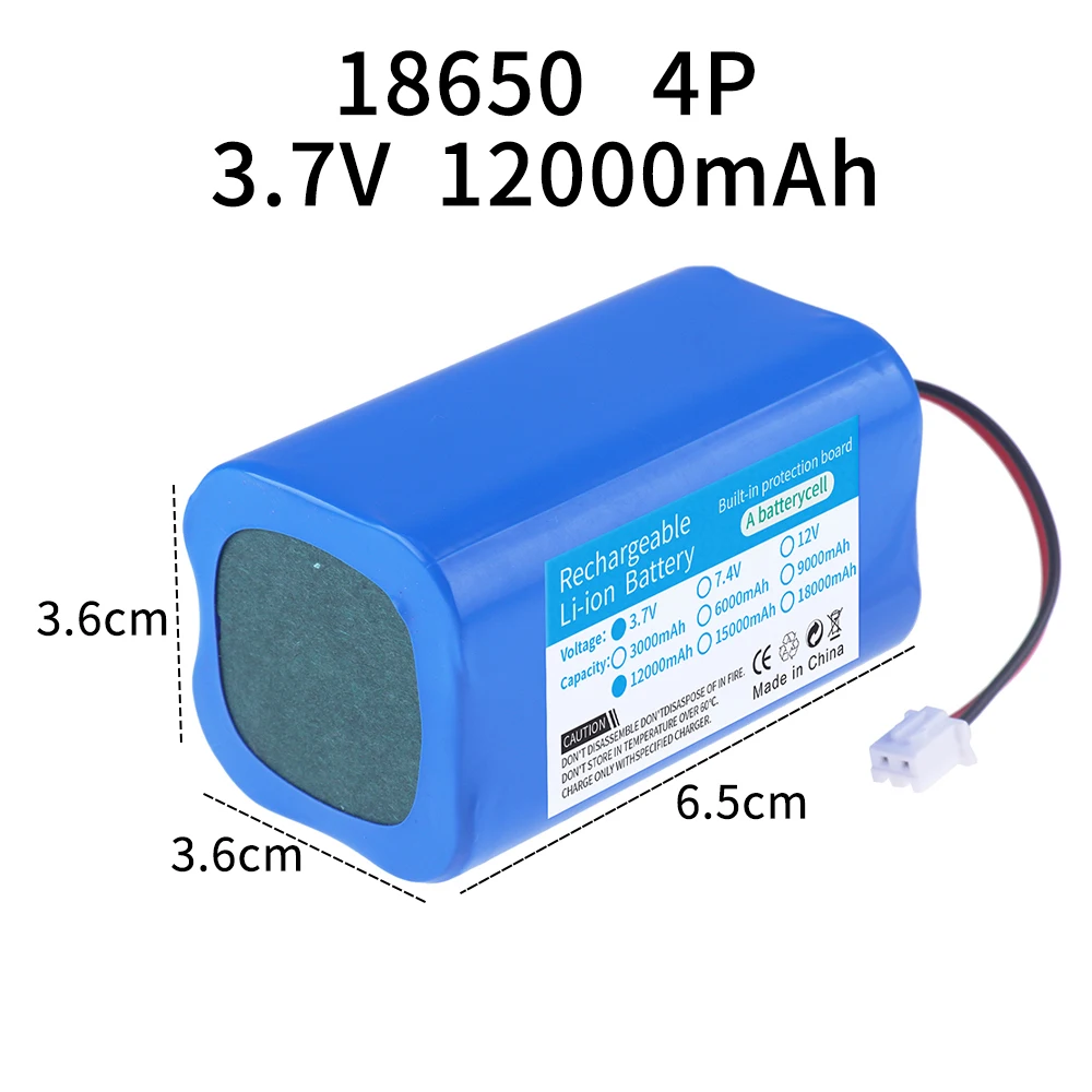 3.7V 7.4V 11.1V 12V 18650 8000mAh พร้อมสายแบตเตอรี่แบบชาร์จไฟได้ลิเธียมไอออนพร้อม PCB สำหรับลำโพงบลูทูธไฟหน้าพลังงานแสงอาทิตย์