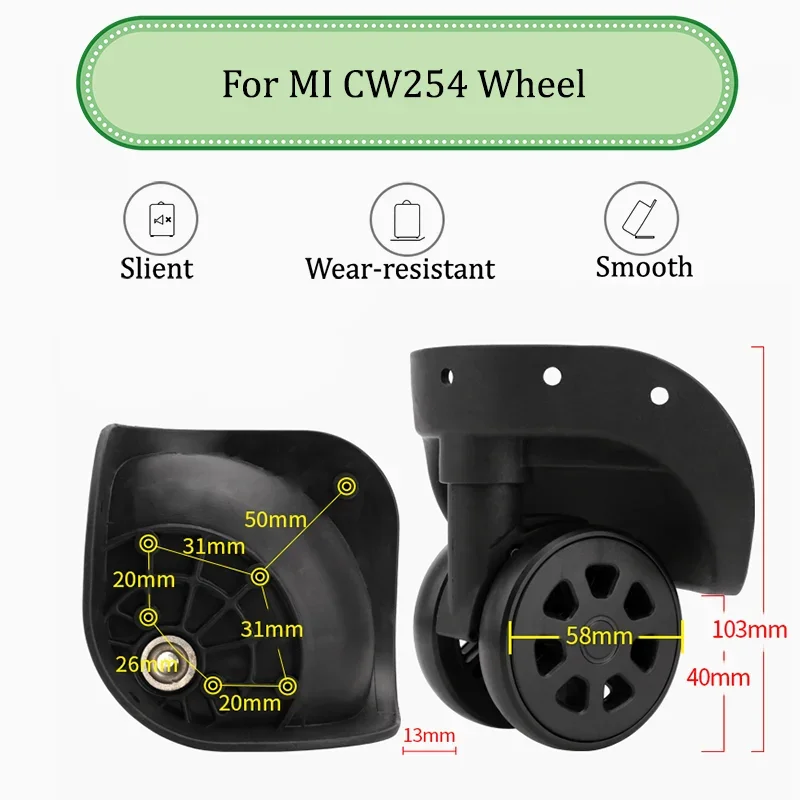 

For MI CW254 Black Universal Wheel Trolley Case Wheel Replacement Luggage Pulley Sliding Casters Slient Wear-resistant Repair