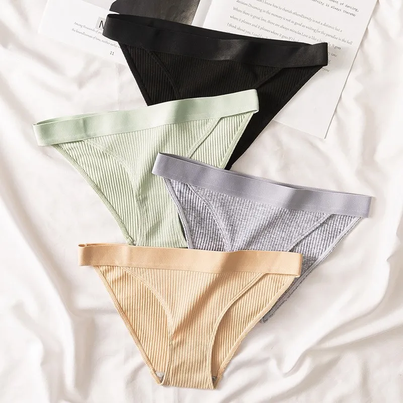 

3 Pcs/lot Women's Underpants Soft Cotton Panties Girls Low Waist Briefs Striped Panty Sexy Female Underwear Lingerie