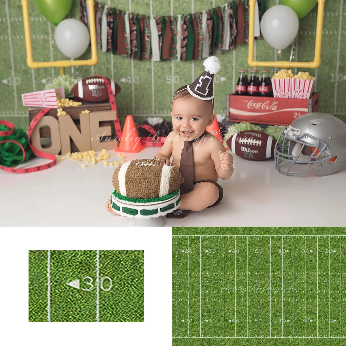 

Green Shadow Football Stadium Backgrounds Cake Smash Kids Adult Photography Props Child Baby Decors Photo Studio Backdrops