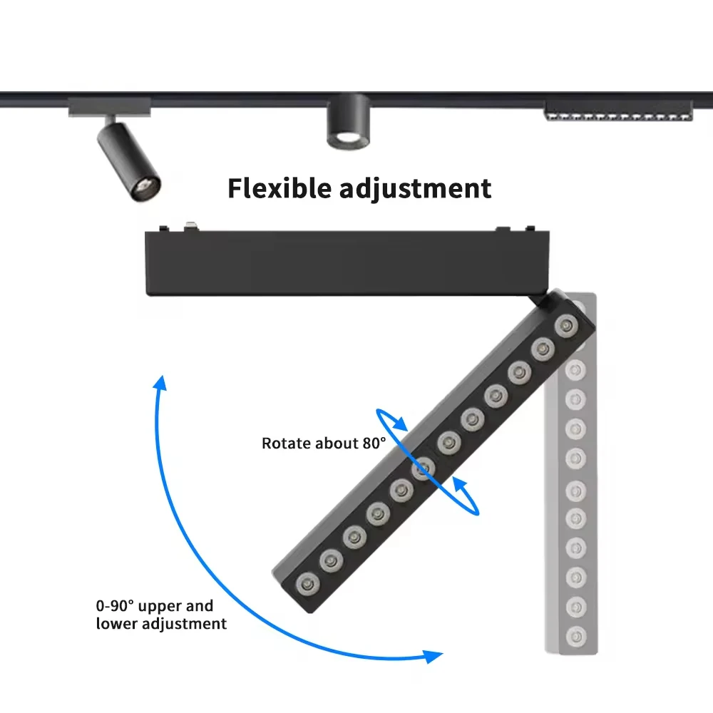 T26 Smart Magnetic Track Light  Dimmable Ceiling Surface Mount Aluminium LED DC48V Alexa Tuya Zigbee Flood Spotlight Black White