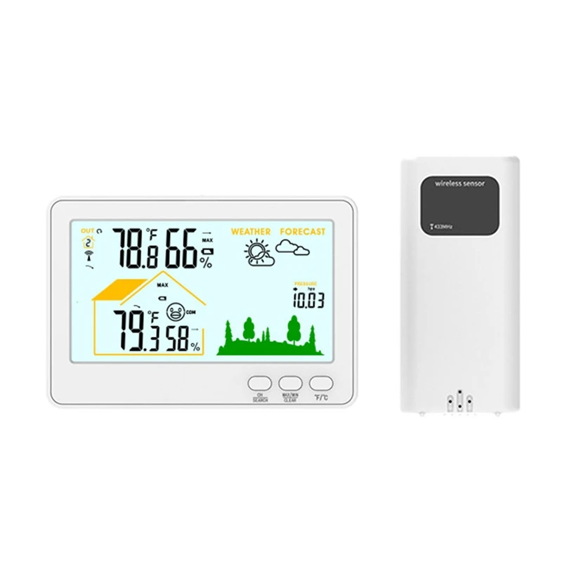 Indoor Outdoor Thermometer And Hygrometer Wireless Weather Stations With 328Ft/100M Range, Temperature And Humidity Easy Install