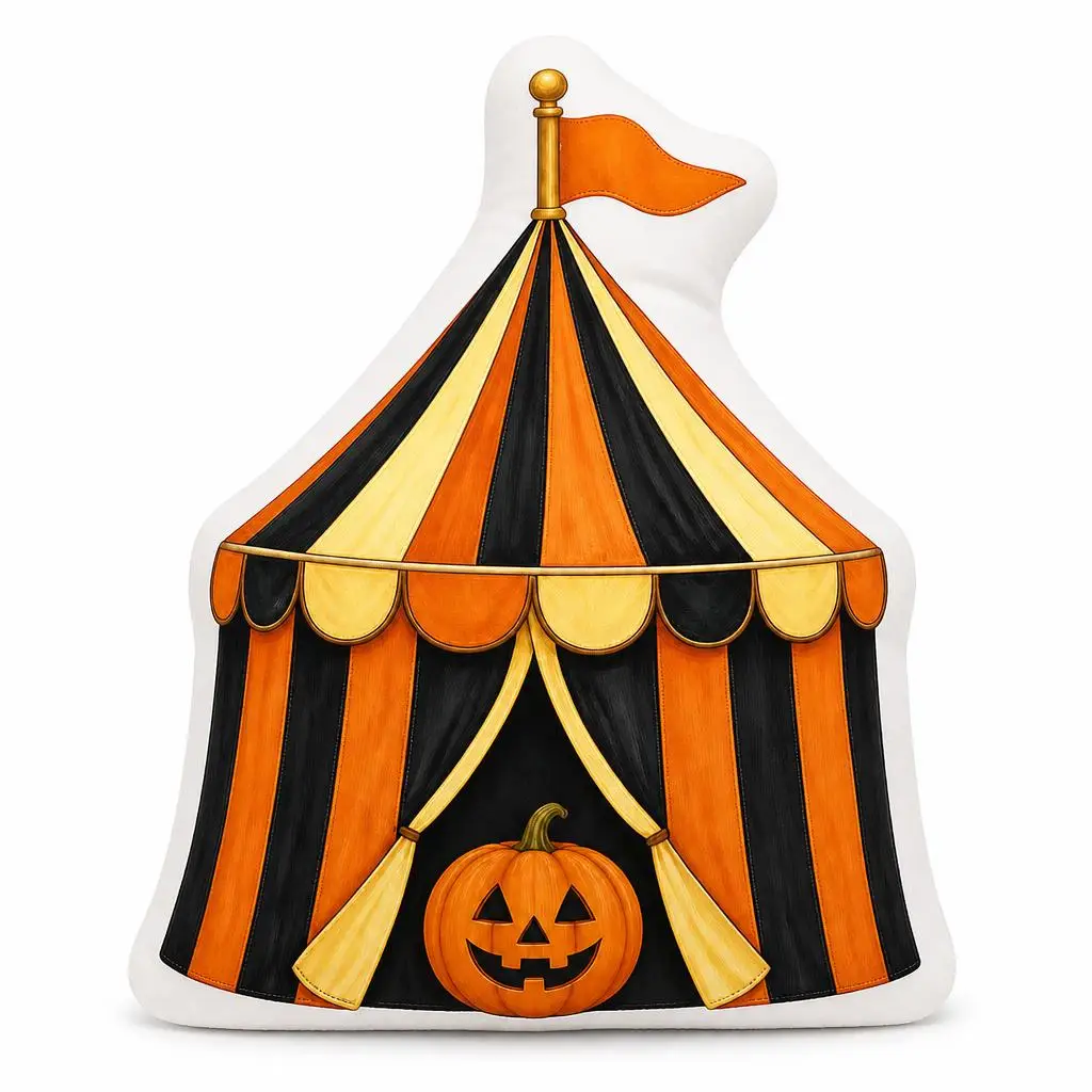 Halloween Tent Jack O Lantern Spooky Carnival Trick Or Treat Plush Pillow Cushion Stuffed Throw Pillow Home Decor Gift Sofa Bed