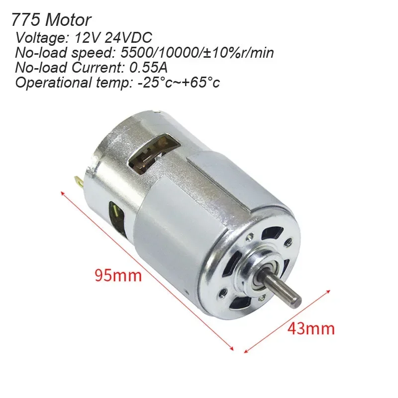 

775 DC Miniature Chuck Rod - 12V 12000RPM Mounting Bracket (Milling/Lathe/Drilling Tool)