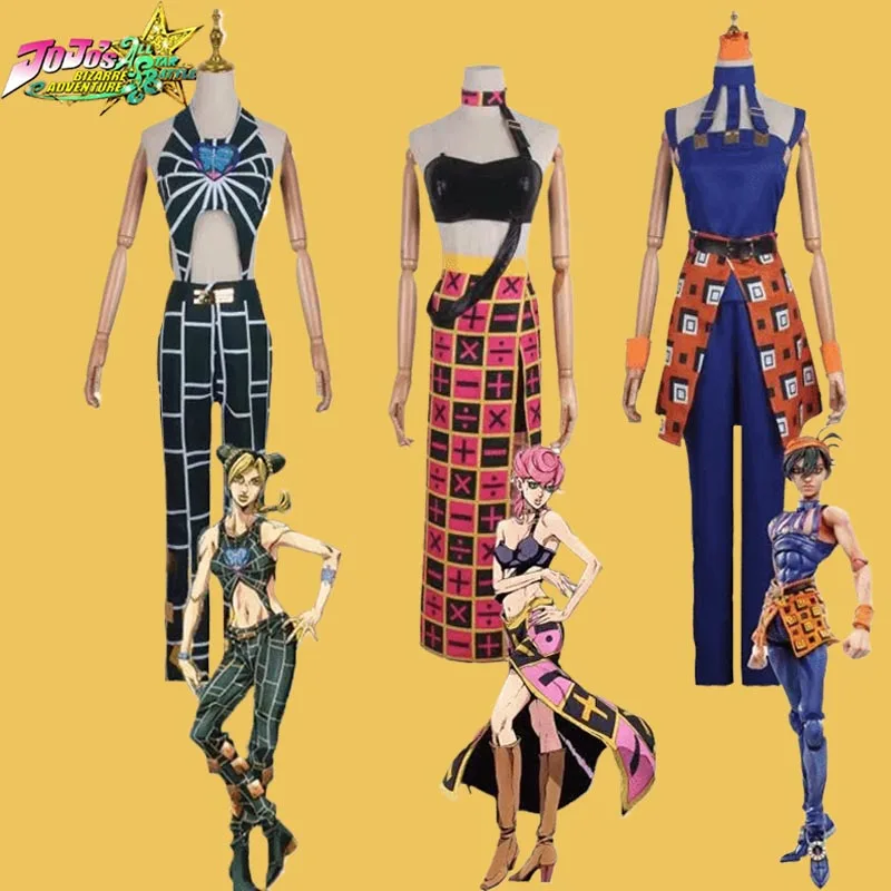 

JoJo's Bizarre Adventure Jolyne Cujoh Narancia Ghirga Trish Una Cosplay Costume Full Set Outfit Girls Sexy Uniform Halloween Set