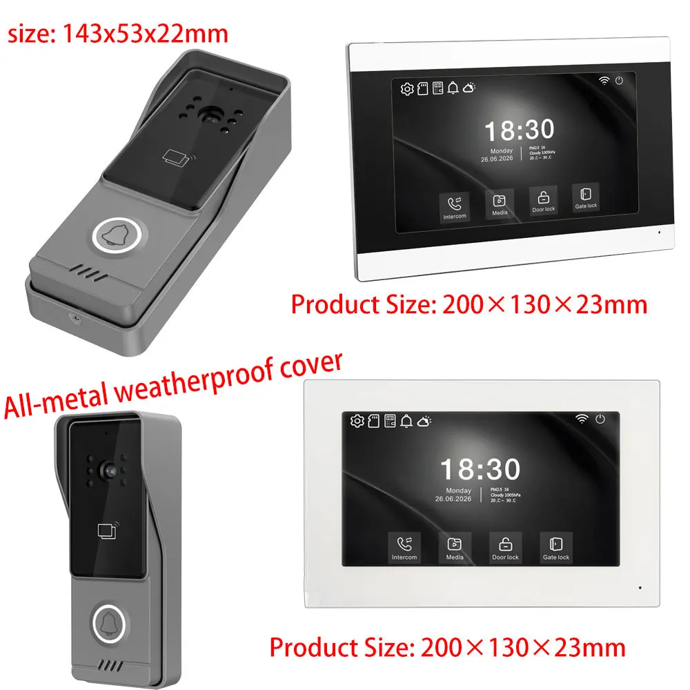WiFi 2 Wire Video Door Phone, 1080P Video Intercom, 7
