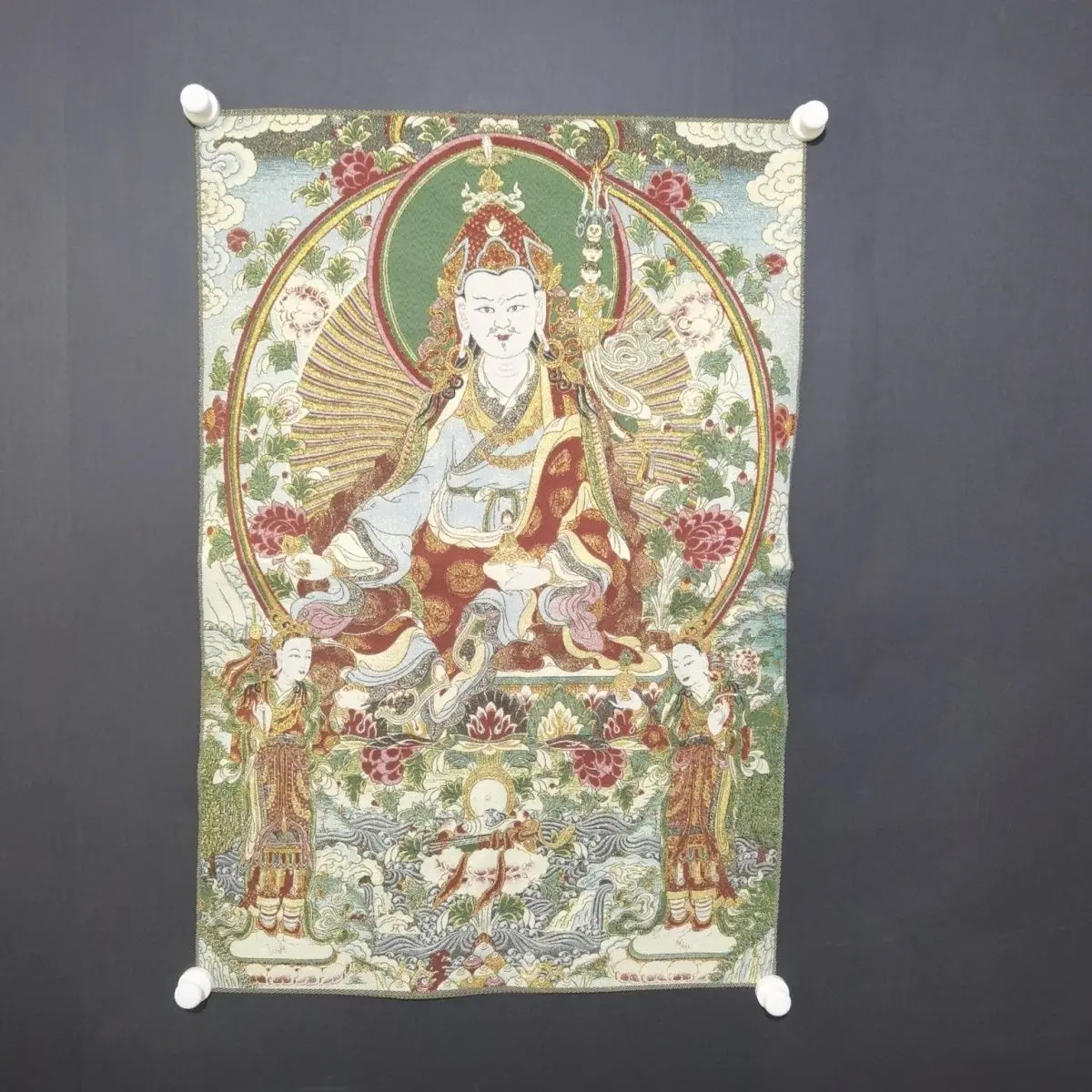 Padmasambhava Thangka Wall Hanging Tibetan Buddhism Guru Rinpoche Tapestry Meditation Altar Religious Blessing Decor