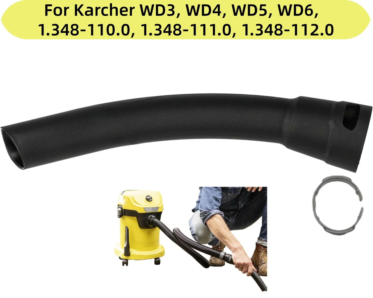 Mango de aspiradora que conecta manguera de succión y tubo de succión para aspiradora Karcher WD4, WD5, WD6, WD3, WD2, WD1, 29 CM
