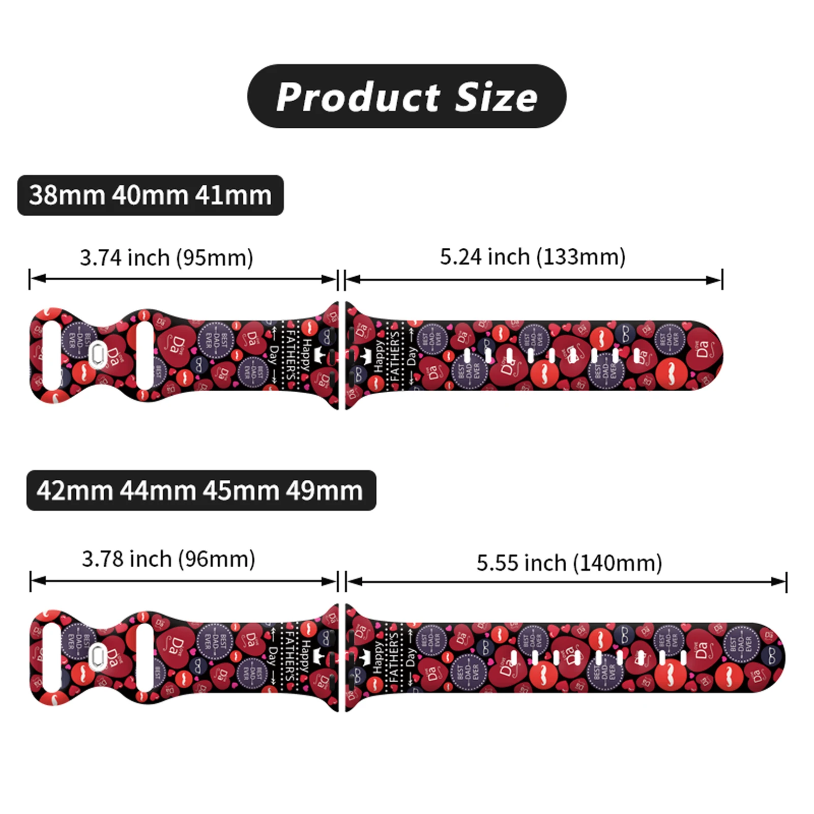 สายซิลิโคนพิมพ์ลายวันพ่อสำหรับนาฬิกา Apple 9 8 7 SE 6สร้อยข้อมือเปลี่ยนสายได้สำหรับ iWatch 49มม. 45มม. 44mmm 42มม.