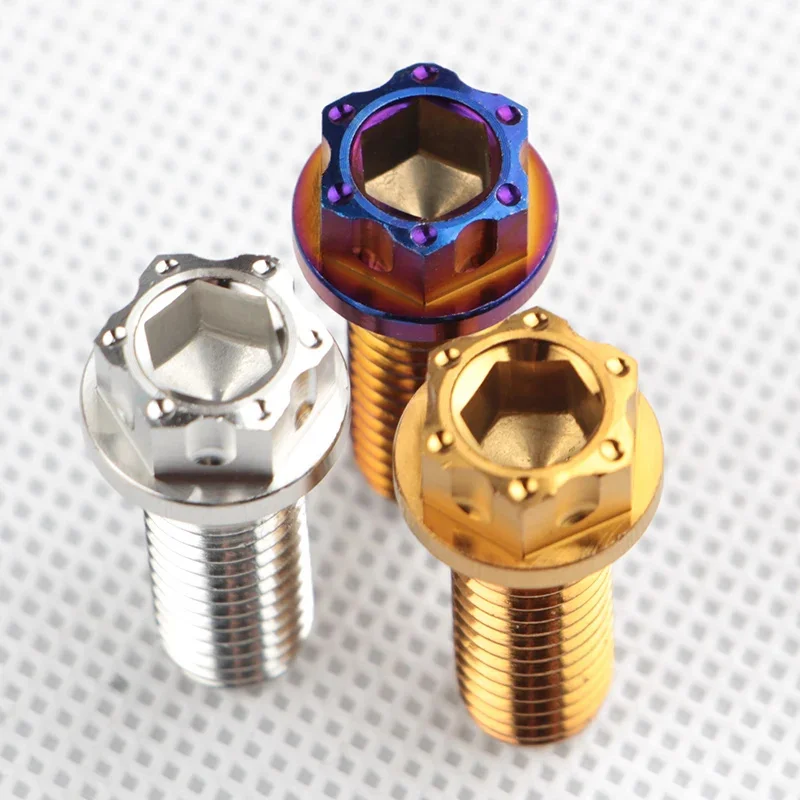 RZMA Burnt blue inner and outer hexagonal flange cap gold screws M8 brake fastening modification 20mm stainless steel screws