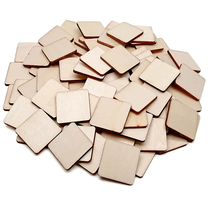 25pcs 4cm Unfinished Wood Pieces Blank Wood Squares Cutouts Slices Ornament Round Corner for DIY Crafts Carving Engraving Making