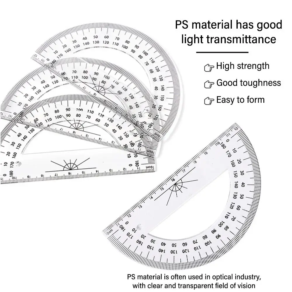 Multi-function Plastic Set Square Transparent With Handle Triangle Ruler Geometry Drafting Tools Angle Protractor School Office