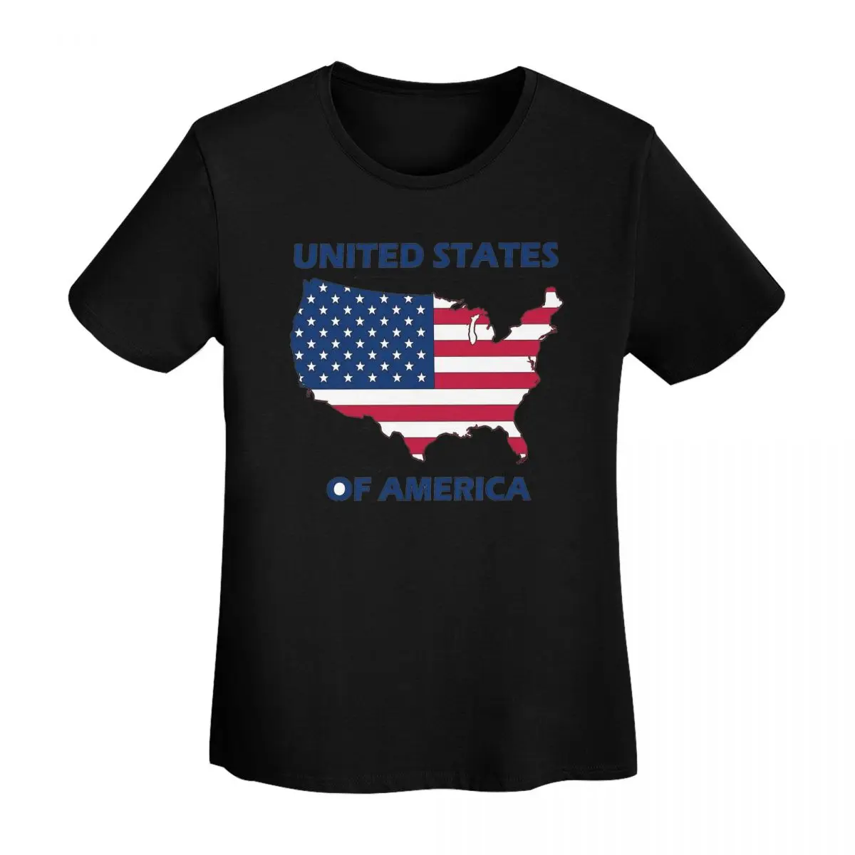 

USA American Flag T-Shirt Women Short Sleeve T Shirts Round Neck Clothing Cotton Summer Tees Streetwear