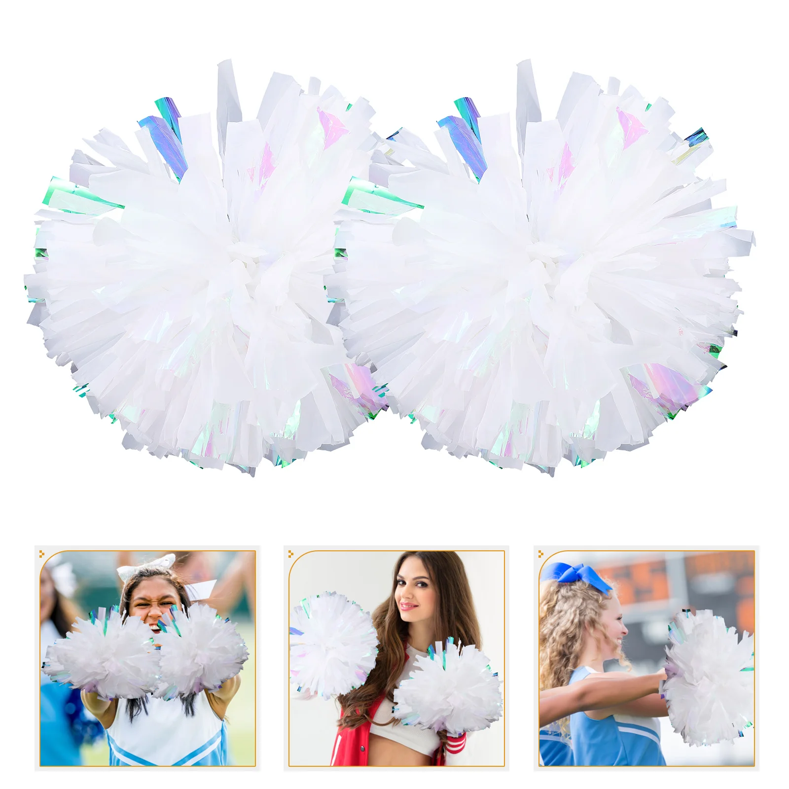 

2pcs Cheerleader Pom Poms Lightweight Portable Cheerleading Props Reusable For Sports Meeting Outdoor Events College