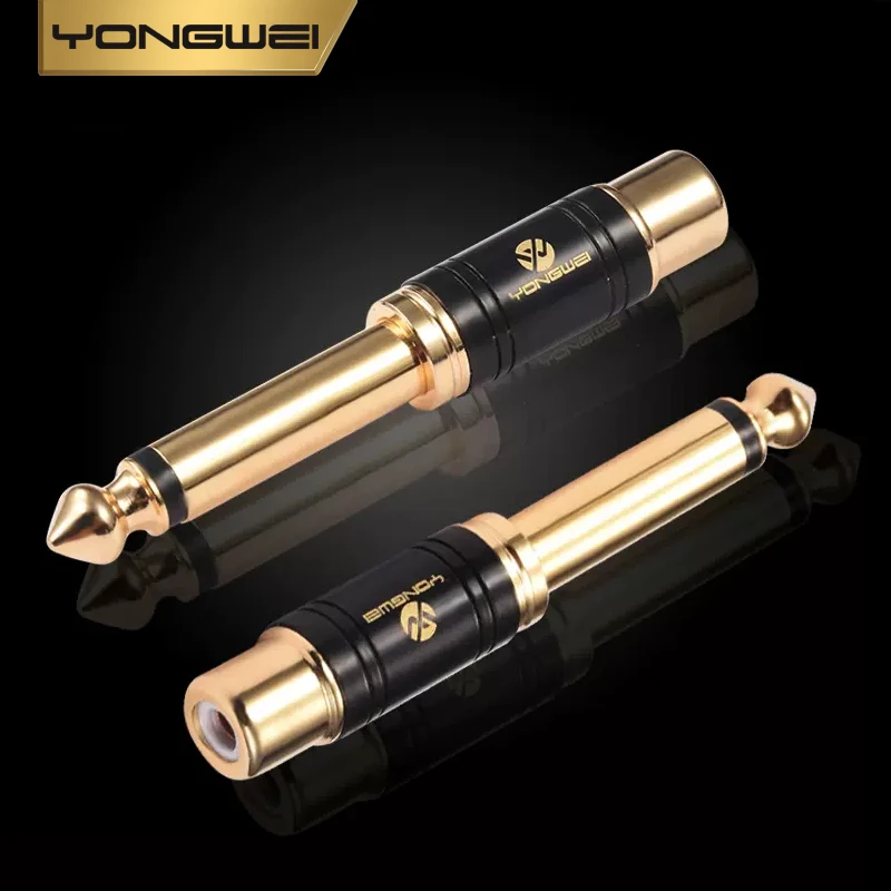 YONGWEI Gold Plated RCA to 1/4 Adapter RCA Female to 6.35mm 1/4 inch Male Mono TS Interconnect Audio Adapter Conversion Plug