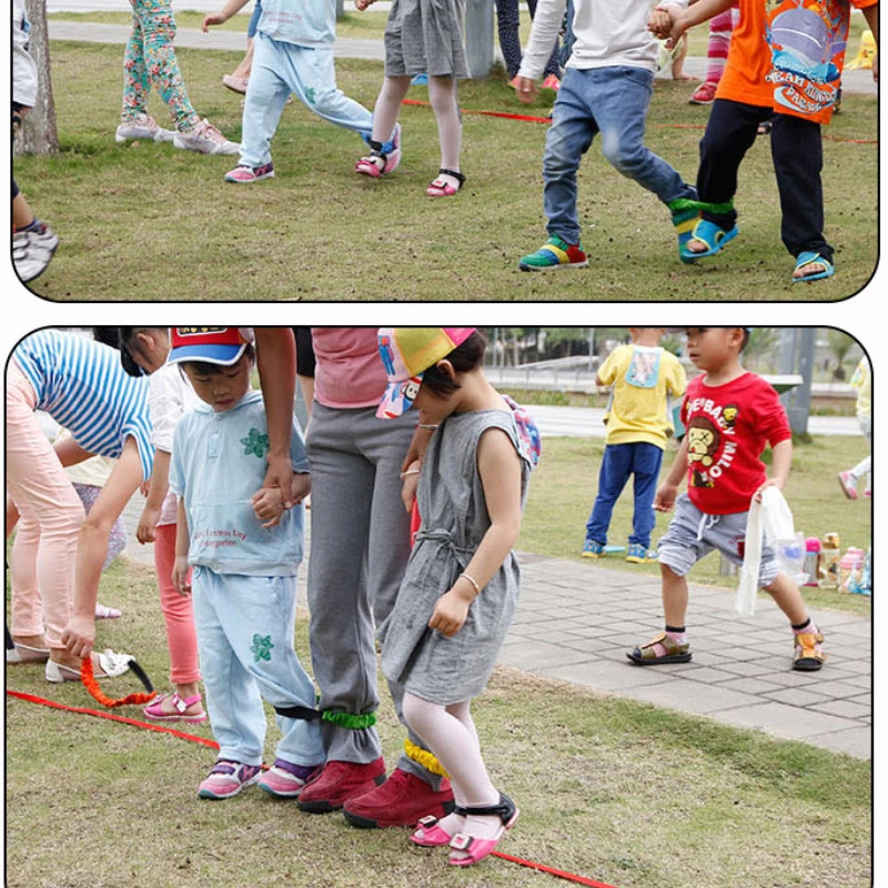 2-Personen-3-Fuß-Gruppenspiel Multiplayer Outdoor-Versammelspiel Sport Fußbindeseil Eltern-Kind-Spiel Elastische Bandage – Detail 2