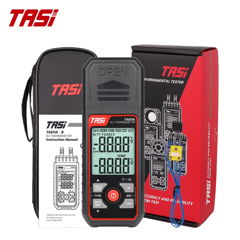 TASI TA611A TA611B Digital Thermocouple Thermometer K/J Thermometer Contact Temperature Tester LCD Screen Display C/ F Measuring