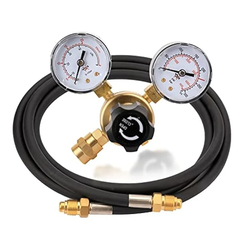 منظم غاز اللحام ABJO-Argon CO2 مع خرطوم 6.6 قدم، اتصال مدخل CGA580، ضغط الإدخال 0-4500PSI/0-10BAR