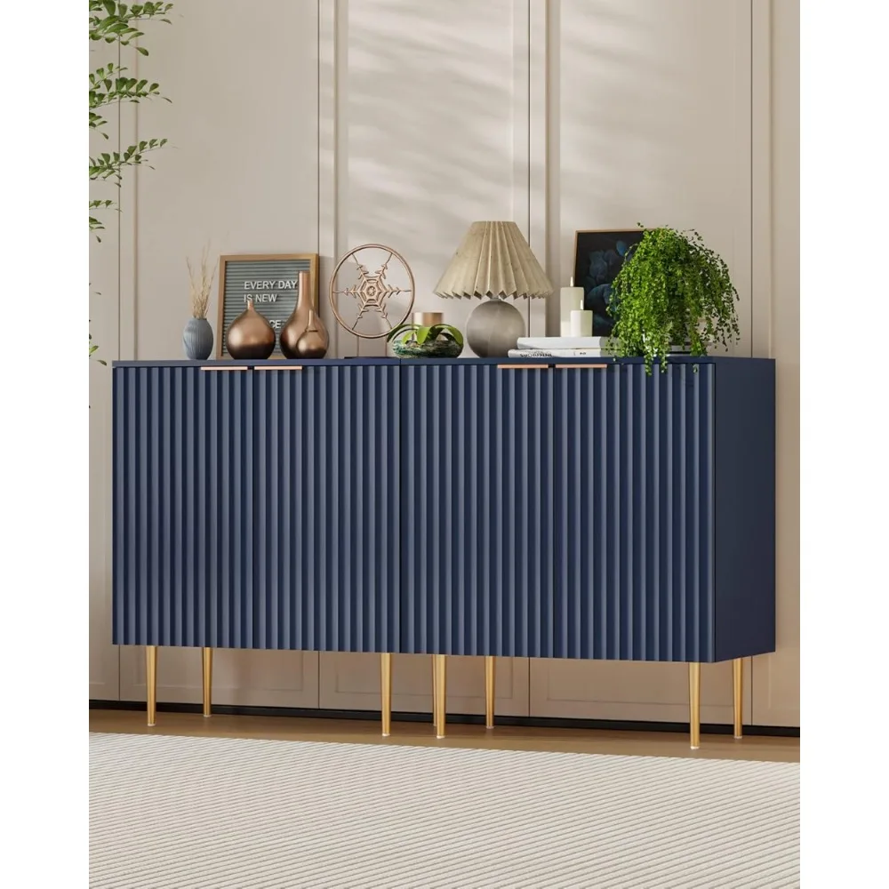 Sideboard buffet storage cabinet set of 2, decorative cabinet with doors, adjustable shelves, coffee bar cabinet, navy blue