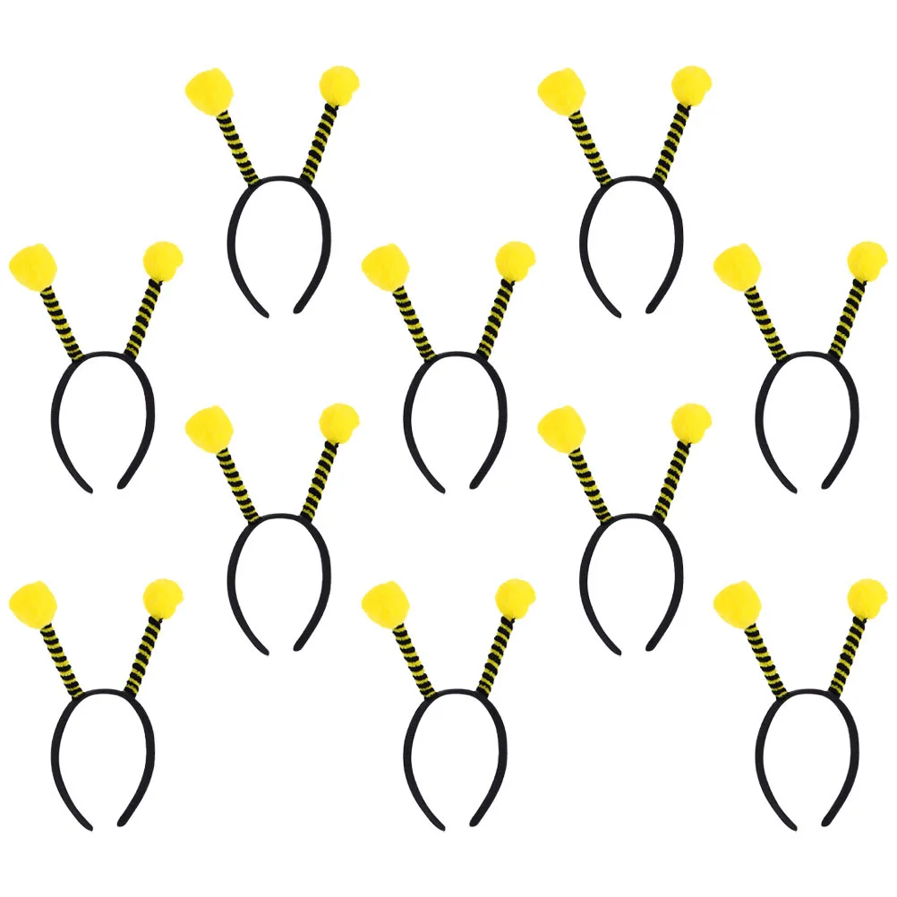 

10 шт., повязка на голову с антенной в виде пчелы, милые помпоны с животными, костюм на Хэллоуин, вечерние обручи для волос для женщин, аксессуары для косплея