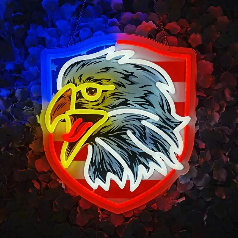 

Bald Eagle Neon Sign With Dimmable Switch All Holiday Party and BAR shop party Home Wall Decoration Colorfu animal neon light