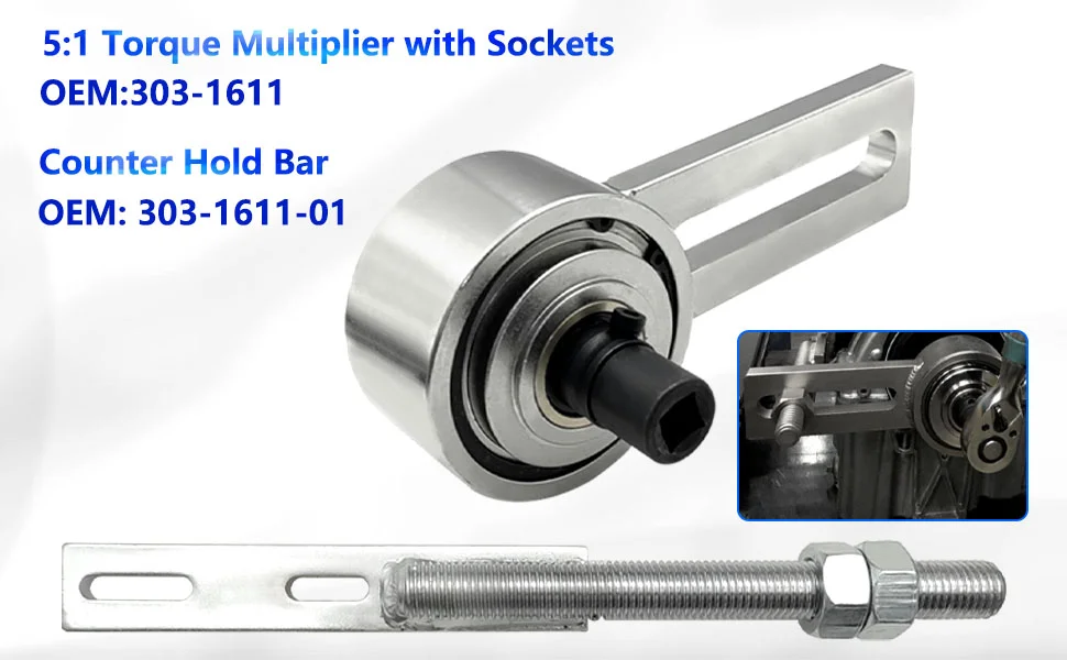 303-1611 Engine Crankshaft Belt Pulley Removal Tools 1:5 Torque Multiplier for with 21mm and 24mm Center Socket for Ford