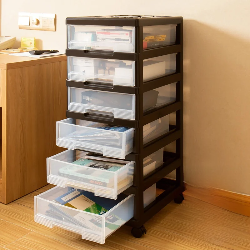ตู้เก็บของพลาสติกแบบหลายชั้นสำหรับจัดระเบียบเอกสารบนโต๊ะทำงานในสำนักงานหรือใช้ในบ้าน