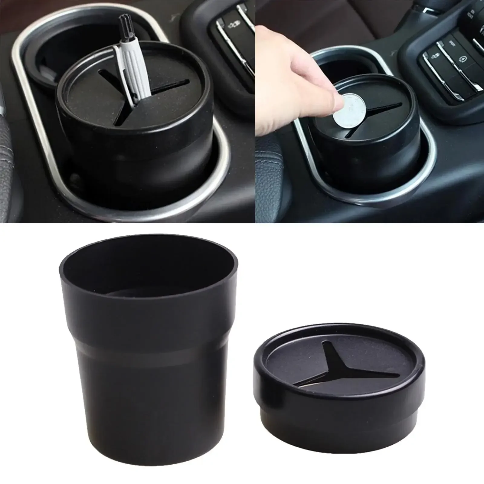 

Multifunctional Car Mini Trash Bin Cup Holder Car Trash Can Auto Holder Cap Mounts Black Plastic Interior Accessories