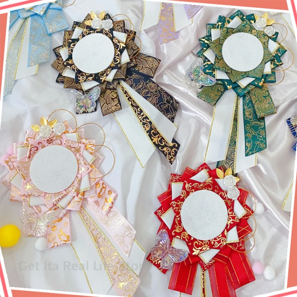 New Ita Bag Pins Badge Flower Holder for 58mm 75mm Anime Badges Handmade Silk Ribbon Itabag Decoration Accessories for Pins H332